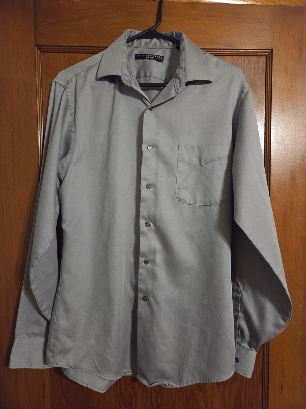 Geoffrey Beene Fitted Classic Men's Grey Button-Down Dress Shirt